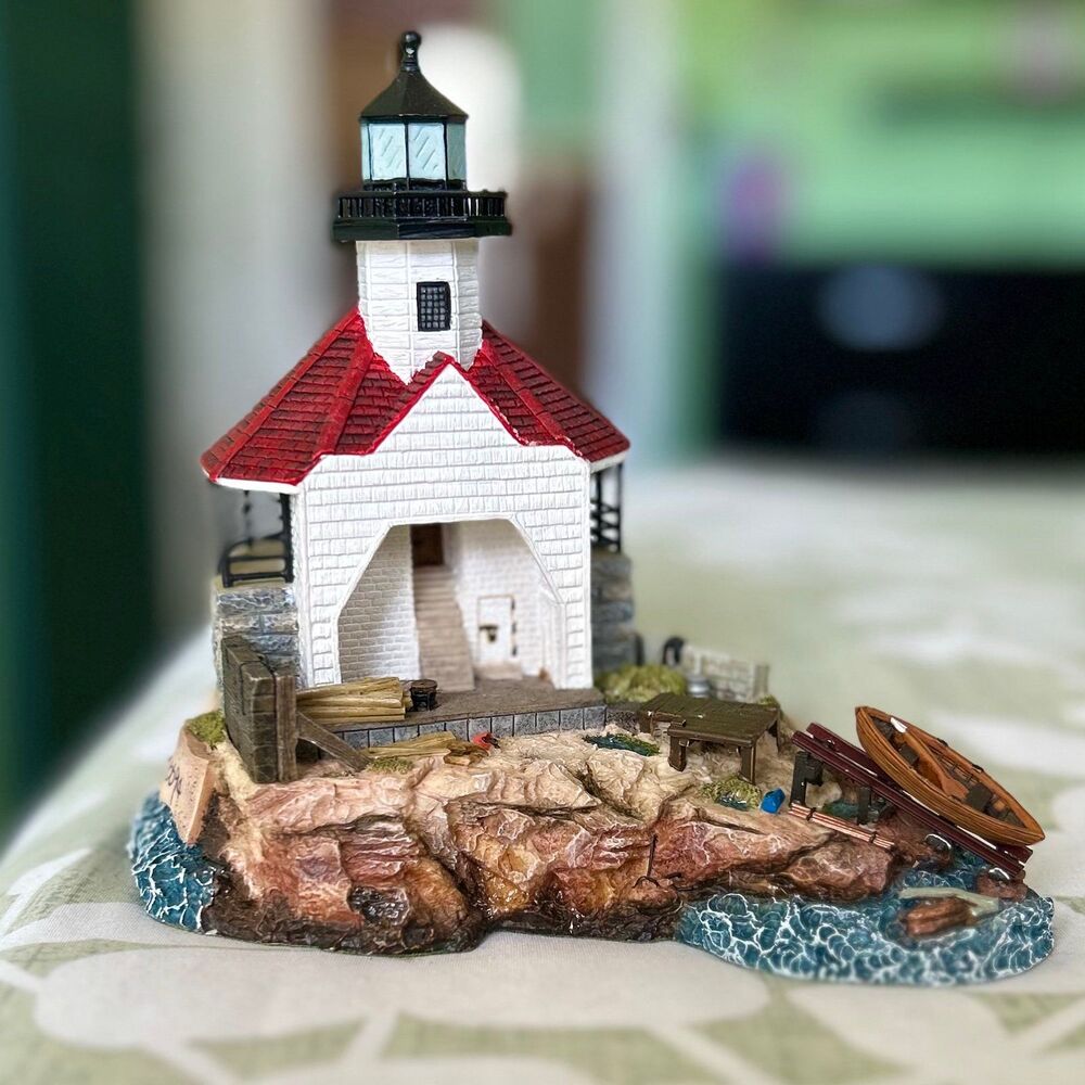 Vintage Textured + Detailed Lighthouse on Coast Home Decor Accent - Picture 9 of 12